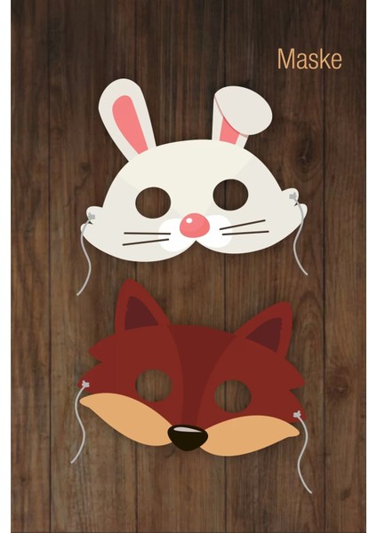 Kırmızı Başlıklı Kız Kurt Tavşan Maske 6'lı Doğum Günü * (Kalın Kağıt)