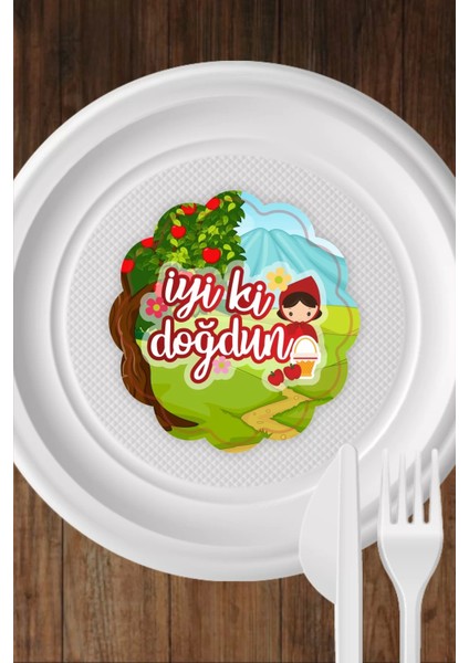 Kırmızı Başlıklı Kız Temalı Tabak Sticker 15'li * Yapışkanlı Kağıt