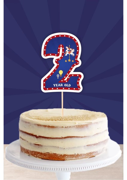 Lunapark Temalı 2 Yaşında (Iki) Pasta Süsü *kalın Kağıt