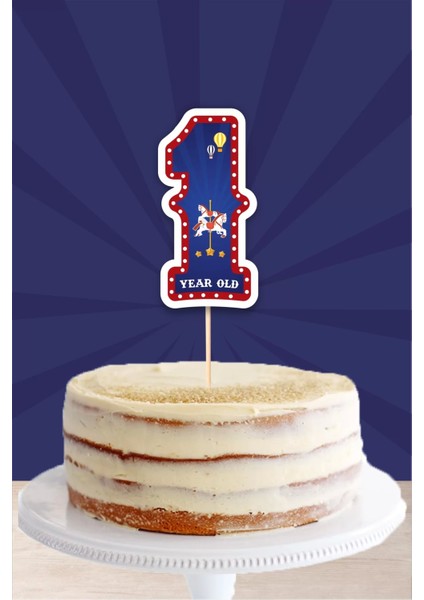 Lunapark Temalı 1 Yaşında (Bir) Pasta Süsü *kalın Kağıt