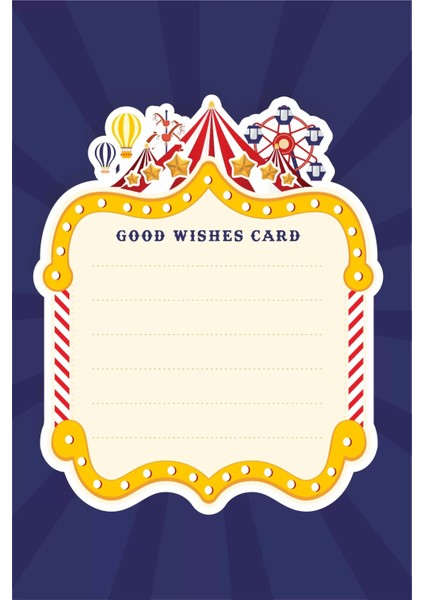 Lunapark Teması Dilek Kartı 20'li *kalın Kağıt