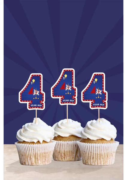 Lunapark Temalı * 4 (Dört) Yaşında Cupcake Süsü '10LU