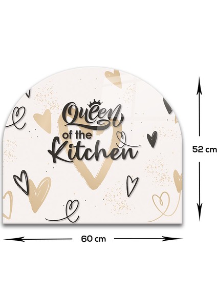Cam Ocak Arkası Koruyucu | Oval Şekilli | Queen Of The Kitchen - Krem | modelleri