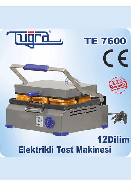 TE-7600 12 Dilim Döküm Elektrikli Ev&sanayi Tipi Eko Tost Makinesi