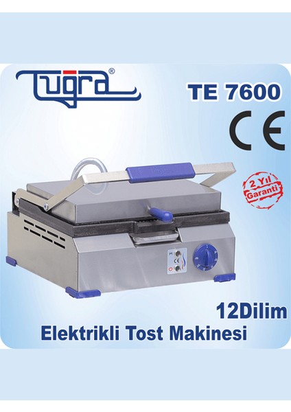 TE-7600 12 Dilim Döküm Elektrikli Ev&sanayi Tipi Eko Tost Makinesi