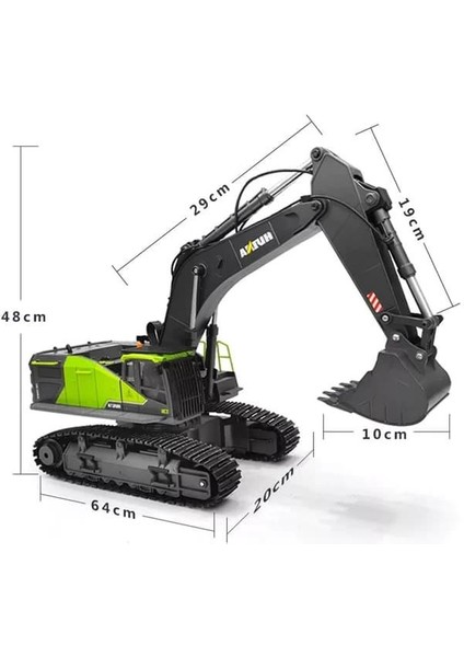 1/14 (2022) 22 Kanal Rc Model Metal Kepçeli Kazıcı Ekskavatör Uzaktan Kumandalı Çok Fonksiyonlu iş Makinası - 2.4G Sesli & Işıklı - 1593