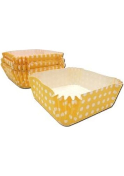 Pet Kapsül 80*80 mm - Sarı Puantiye (Kare)