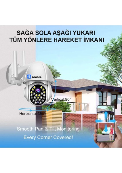 46 Ir LED 1080 Güvenlik Kamerası Wifi Ptz Açık 360 Gece Görüş Su Geçirmez Akıllı Alarm Güvenlik Gözetim Dijital Kamera