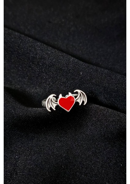 Daily Fashion Gothic  Heart Decor Çift Kanat Unisex Ayarlanabilir Yüzük