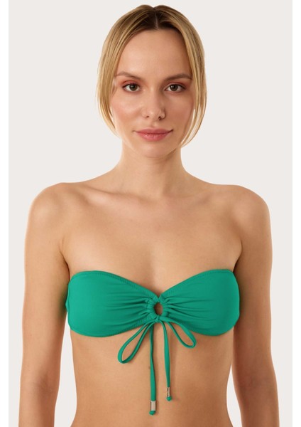 63567 Nil Yeşili Straplez Bikini Üstü