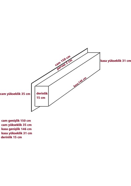 Dekor66 Elektrikli Dekoratif Yapay Şömine 150X35X15 cm