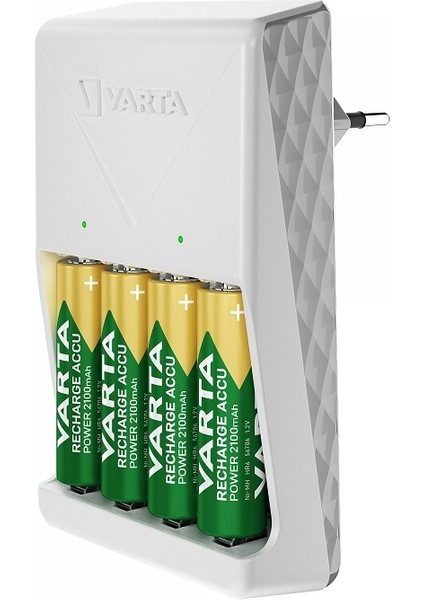 Plug Şarj Cihazı 4x2100 Mah AA Şarjlı Pil Beyaz