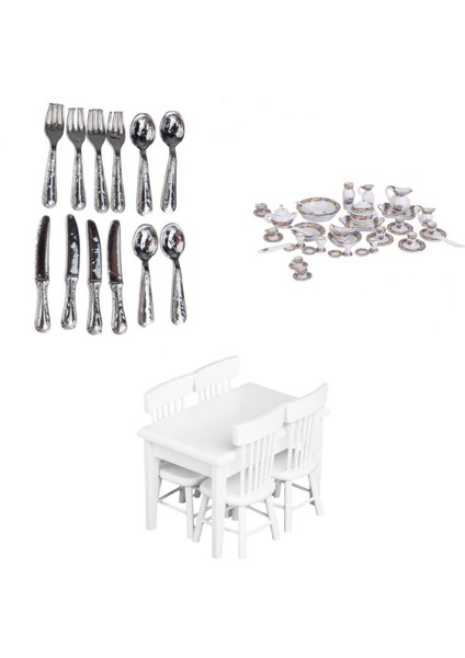 3 Set 1:12 Dollhouse Mutfak Masası Sandalye Set U0026 Sofra Takas Aksesuarları (Yurt Dışından)