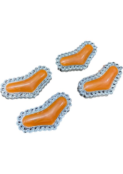 Eşarp, Şal, Türban Iğnesi - Kalpli Metalize, Taşlı, Eşarp, Şal, Türban Iğnesi - 4 Adet