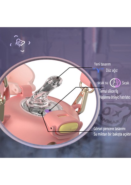 550ML Öğrenci Gelgit Ayısı Uzay Çocuk Kupası - Pembe (Yurt Dışından)