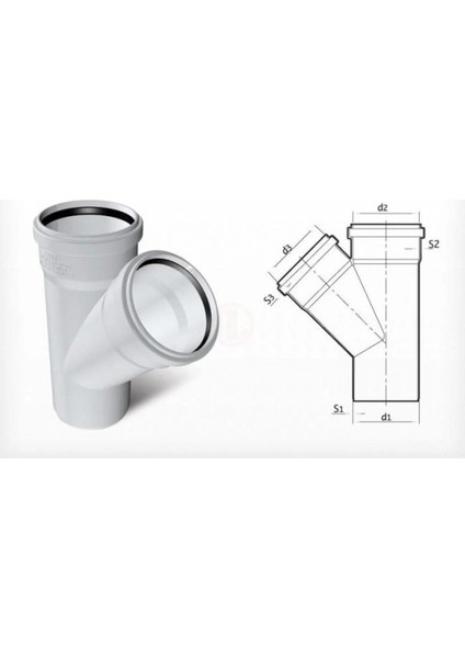Boru Pvc Tek Çatal 110/50*45°