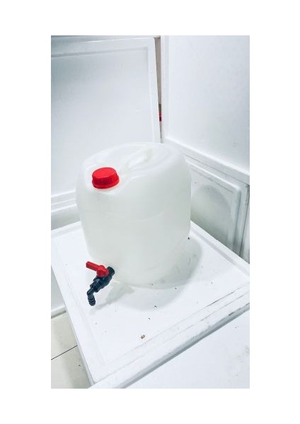 30 Litre Bidon Varil Geniş Musluklu beyaz Yağmur Plastik