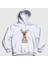 Unisex Beyaz Adorable Reindeer Geyik Yılbaşı Kapüşonlu Sweatshirt 1