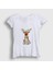 Kadın Beyaz Adorable Reindeer Geyik Yılbaşı T-Shirt 1