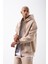 Oversize Fermuarlı Cepli Kapüşonlu Basic Sweatshirt Bej 3