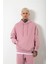 Oversize Şardonsuz Basic Sweatshirt Kirli Pembe 2