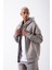 Oversize Fermuarlı Cepli Kapüşonlu Basic Sweatshirt Ice Gri 4