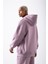 Oversize Fermuarlı Cepli Kapüşonlu Basic Sweatshirt Kirli Pembe 5