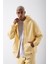 Oversize Fermuarlı Cepli Kapüşonlu Basic Sweatshirt Sarı 2