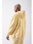 Oversize Fermuarlı Cepli Kapüşonlu Basic Sweatshirt Sarı 3