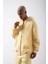 Oversize Fermuarlı Cepli Kapüşonlu Basic Sweatshirt Sarı 4