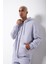 Oversize Fermuarlı Cepli Kapüşonlu Basic Sweatshirt Ice Lila 3