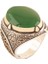 Yeşil Akik Taşlı Büyük Boy Gravür Sarmaşık Model Gümüş Yüzük 30 4