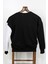 Siyah Pandalı Nakışlı Sweatshirt 5