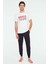 Erkek Ekru Yuvarlak Yaka Pijama Takımı 1