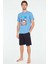 - Erkek Indigo T-Shirt Şort Takımı 1