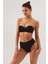 Bonie Dolgulu Straplez Yüksek Bel Bikini Takım Siyah 231225 1