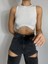 Kadın Lkralı Slimfit Kolsuz Crop Taş Aksesuarlı 3