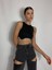 Kadın Lkralı Slimfit Kolsuz Crop Taş Aksesuarlı 1