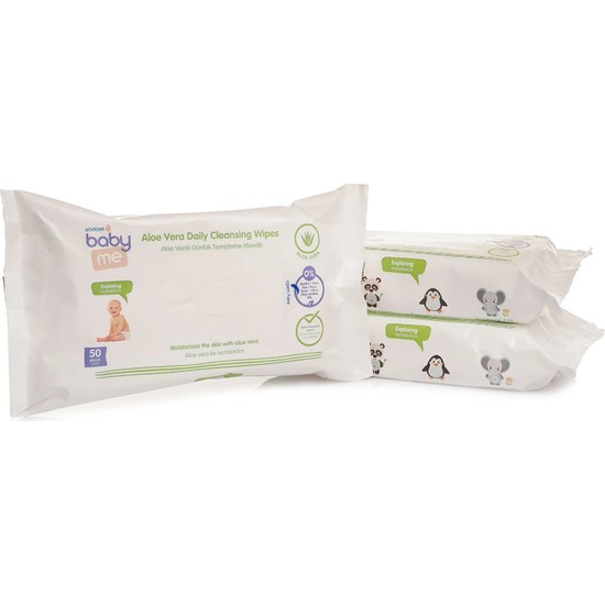 Baby Me Aloeveralı Temizleme Mendili 3*50 Yaprak Günlük Kullanım İçin Cilt Dostu Nemlendirici