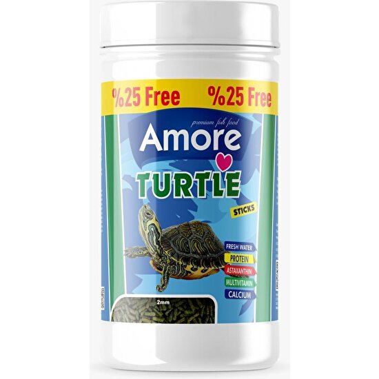 Amore Turtle Green Calcium Sticks 125 ml 50 gr Su Kaplumbağası Yemi