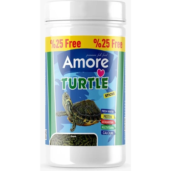 Amore Turtle Green Calcium Sticks 125 ml 50 gr Su Kaplumbağası Yemi