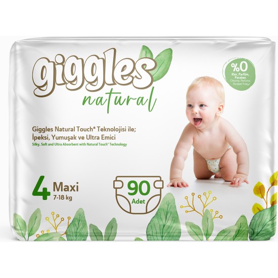 Giggles Natural 4 Numara Maxi 3 Paket 90 Adet