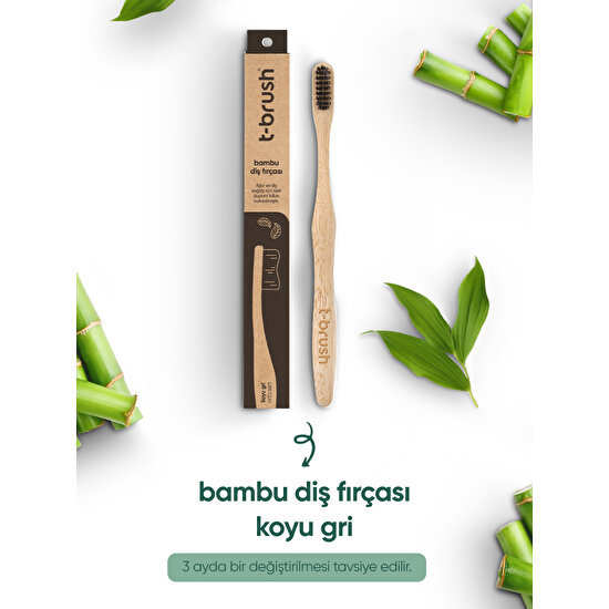 Doğal Bambu Vegan Diş Fırçası - Siyah Renk - Orta Sert (Medium) - Plastiksiz