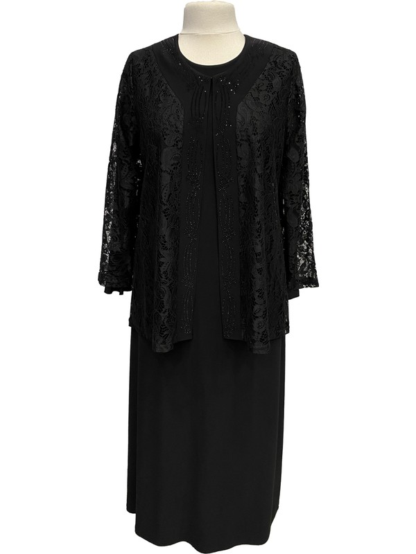 Hesna Siyah Demet Ceketli Elbise Anne Abiye Takım