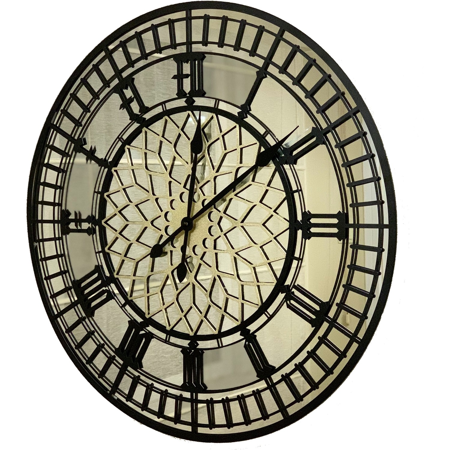 Perim Decor Aynalı Siyah Gold Bigben Model Duvar Saati 50 cm Fiyatı