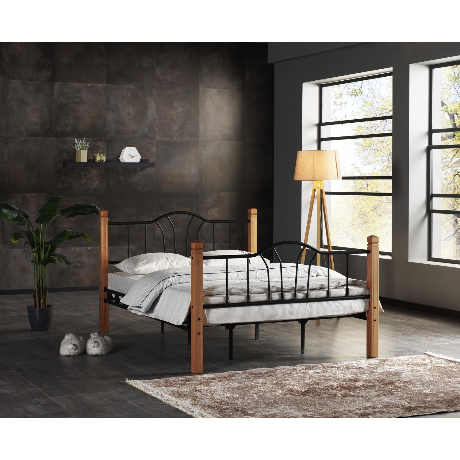 Argimo Pastel Ahşap Dikeç Başlıklı Çift Kişilik Yatak Argimo Pastel Ahşap Dikeç Başlıklı Çift Kişilik Yatak