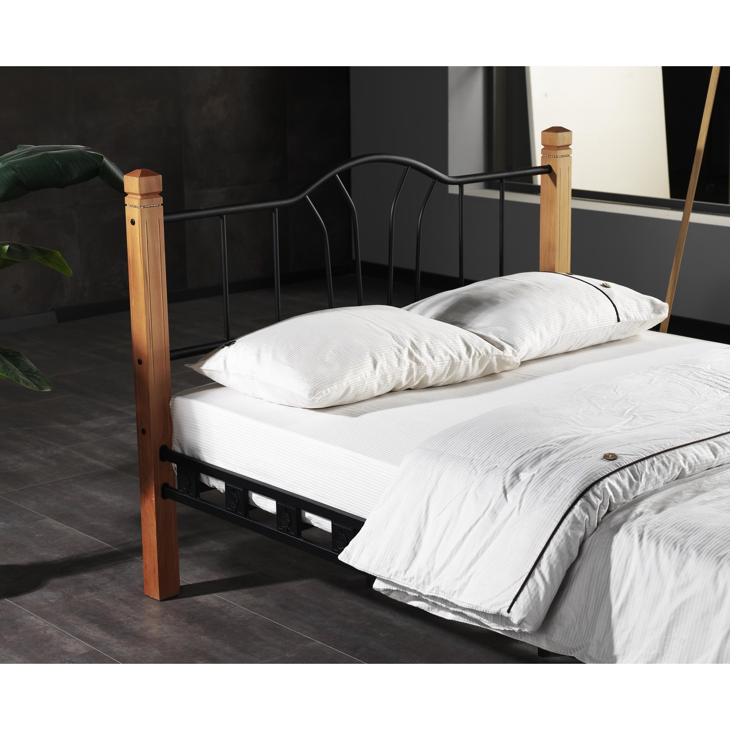 Argimo Pastel Ahşap Dikeç Başlıklı Çift Kişilik Yatak Argimo Pastel Ahşap Dikeç Başlıklı Çift Kişilik Yatak