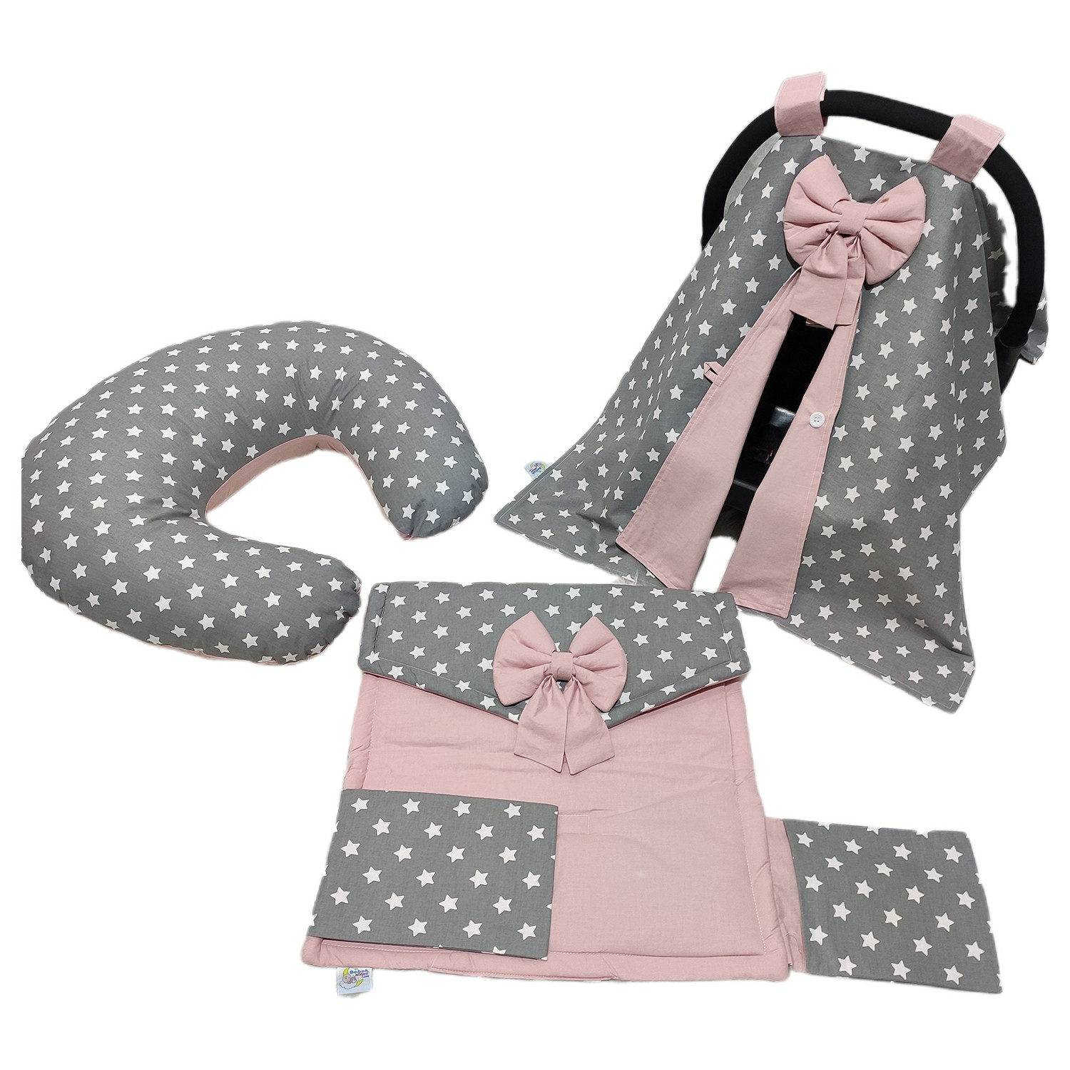 Bebek Atölyesi Gri Pudra Yıldız Desenli Puset Örtüsü , Fiyatı