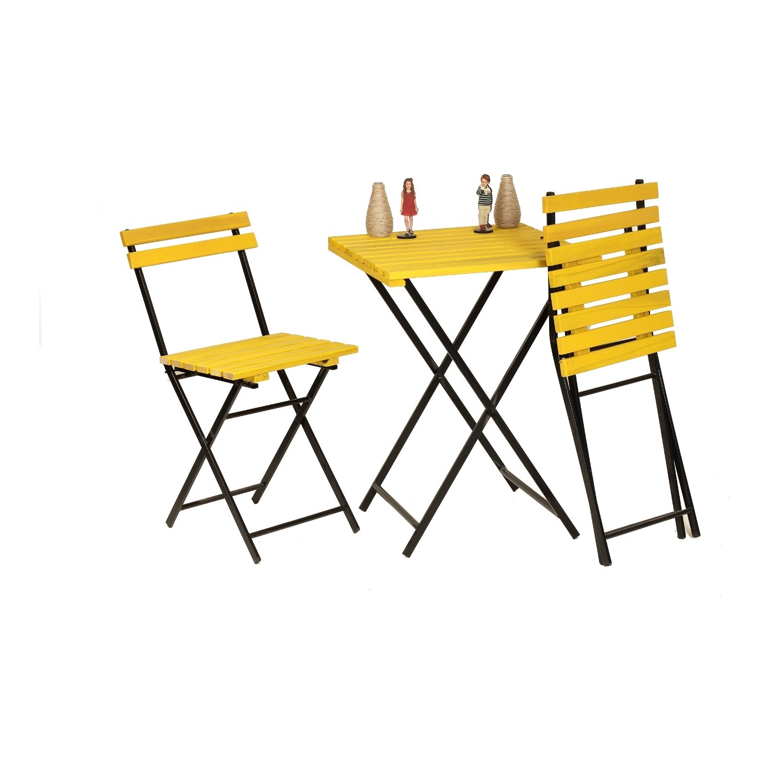 S&amp;M Katlanır Masa Sandalye Seti Sarı Fiyatı Taksit
