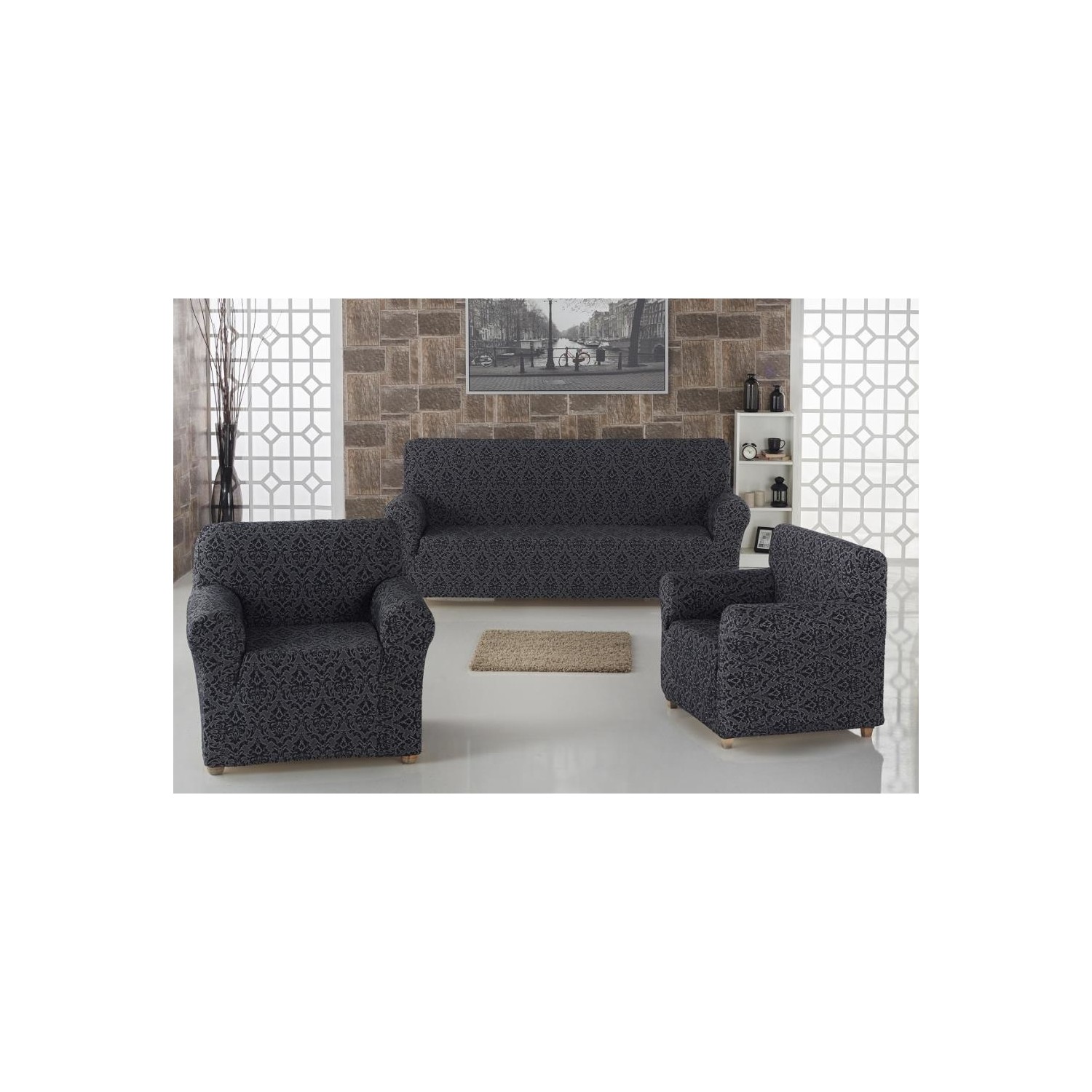 Karna Home Milano Jakarlı Pamuklu Koltuk Örtüsü Seti 3+1+1 Fiyatı